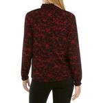 Michael Kors New! Women's Lace Print Ruffled Tie-Neck Top Blouse XS Red Black Photo 1