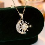 NEW Gold Star Moon Sun Necklace – Sparkling Celestial Pendant, Sun Jewelry Photo 0