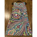 Etro Paisley Print sleeveless multicolor jersey knit mini dress with belt 46 Blue Size undefined Photo 2