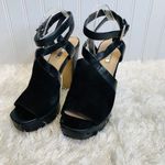 Guess Black Suede Leather Platform Heels Wrap Ankle Sz 40 Sz US 9 Photo 1