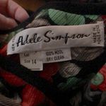 Adele Simpson Vintage early 1980s  Black Floral Print Red & Green Sheath Dress 14 Photo 3