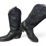Black leather cowboy boots Size 7.5 Photo 0