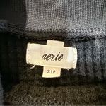Aerie Blizzard Waffle Mockneck Cropped Shirt Women’s Small Black Winter Ski Cozy Photo 5