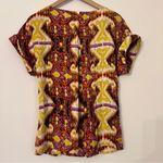 Essentials by Milano Women's Satin Blouse Purple Yellow Size XL Photo 4