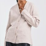 ASOS NWT  DESIGN longline waisted cardigan in premium wool in Marshmallow L Photo 0