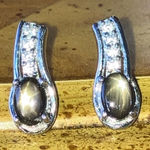 Bankacha Black Star Sapphire Sterling Silver Stud Earrings Photo 0