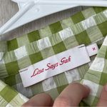 Lisa Says Gah Button Down Shirt tessa gingham textured womens Green White medium Photo 1