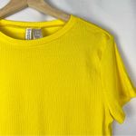H&M Divided Bright Yellow Ribbed Crop Short Sleeve T-Shirt L Photo 2