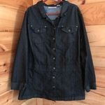 American Vintage ESSENTIAL DARK WASH BLACK/GREY LONG DENIM JACKET Photo 0