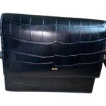 JW Pei Mini Shoulder Croc Embossed Faux Leather Bag Magnetic Lock Black ~ 8"x6" Photo 2