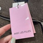 Avec Les Filles  XS Pea Coat Brown Motto Zip Asymmetrical Long Line NWT‎ $200 Photo 2