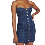 Reformation NEW Nikki Strapless Bustier Denim Mini Dress Photo 1