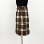 Vintage 90’s Pure Wool Plaid Wrap Pencil Skirt in Brown | Size S Photo 2