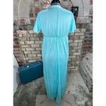 nightgown satin aqua lace V neck long Blue Size L Photo 4