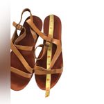 Lucky Brand Casual Brown Leather Strappy Flat Sandals Sz. 8 Summer Beach Date Photo 1