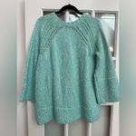 Talbots  Knit Shaker Stitch Sweater Marl Gleam Opal Blue Women’s Plus Size 1X Photo 6