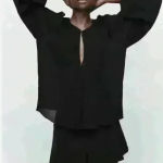 ZARA  Limited Addition Black Flowy Blouse Photo 0