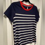 NWT Joules Size 4 Navy Blue Nautical Stripe Red Crew Neck Short Sleeve Tee Shirt Photo 2
