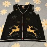 White Stag Vintage  Black V-Neck Sweater Vest with Reindeer Christmas Design Photo 0
