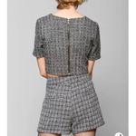 Lucca Couture  Black White Tweed Crop Top Neutral Formal Casual Medium Photo 5