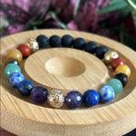 Handmade 🌈  Chakra Crystal Gemstone Beaded Bracelet Photo 2
