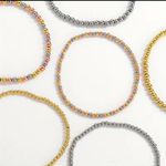 2 Pcs Set Stainless steel Round Beads Bracelet Gold Photo 2