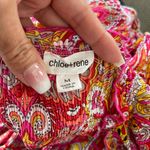 Chloé & René women's shift dress coral red pleated fabric bell sleeves size M Photo 3