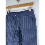 Athleta  Linen Pants Womens 2 Bali Wide Leg Cropped Blue Stripe Beachy Pockets Photo 4