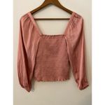 J.Crew  Squareneck Smocked Featherweight Satin Cropped Top XXS Rose Pink Satin Photo 6