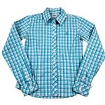 Lilly Pulitzer  Button Front Shirt Teal/Blue Plaid StretchCotton Palm Tree Size 2 Photo 0