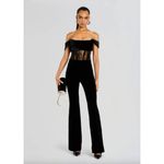 retrofete Leni Velvet Corset Wide Leg Jumpsuit Black Womens Size Small Photo 1