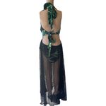 Green Leaf Print Bikini Set with Black Mesh Skirt Size 2X Photo 4