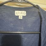 Wonderly  Navy Blue Cardigan Sz M sweater open Longline Duster Cotton Photo 3