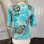 Early 2000's Boho Coquette Teal Blue White Bow Lace Milkmaid 3/4 Sleeve L Size L Photo 5