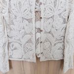 Womens Lace Crochet Cardigan Sz S Cream Floral Cottage Boho Shabby Chic Coquette Photo 2