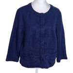  Navy Linen Jacket Size Medium Chico's Navy Cropped Jacket Photo 0