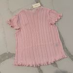 Fashion to figure x Leslie Sidora NWT Odette Plisse Top Womens 1 Pink Ruffle Hem Photo 0
