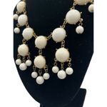 Boutique Women's‎ Bubble Drop Statement Necklace White Cream And Gold Tone Chain Photo 1
