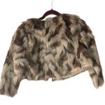 QUESTIONS (M) FUR CROP JACKET Brown Size M Photo 1