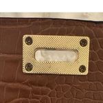 ALDO Alto Brown Alligator Imprint Single Handle Flap Clasp Closure Gold Plated Purse Photo 10