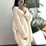 Jenni Kayne Alpaca Cocoon Crewneck Sweater Ivory size XL White Photo 2