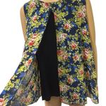 Lavish  Blue Green Floral Layered Open Front Swing Top Sleeveless Blouse Size XL Photo 6