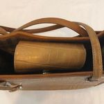 Brighton Vintage  Gold Two Tone Croc Embossed Leather Tote Shoulder Bag Purse Photo 4