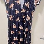 Modcloth  Tiger Print Navy Blue V-Neck Dress M Cottagecore Streetwear Bohemian Photo 0