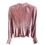 ZARA Pleated High Neck Long Sleeve Blouse Dusty Rose Pink Size Small Photo 1