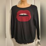 Torrid Sz 1 Black Sweater with Red Lips Design Photo 1