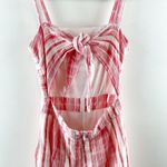 Lulus Sleeveless Coastal Living Red Striped Tie Back Wide Leg Jumpsuit Pink XS Photo 15