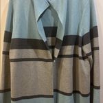 Charter Club Soft Blue and Light/ Dark Gray Knit Cardigan Open Front No Buttons Photo 4