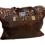 Vintage Leather Patchwork Duffel Bag – Extra Large Weekender Travel Tote Brown Photo 0