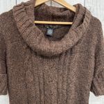 88th & Madison MEDIUM Brown Cable Knit Sweater Sweatshirt Short Roll Photo 2